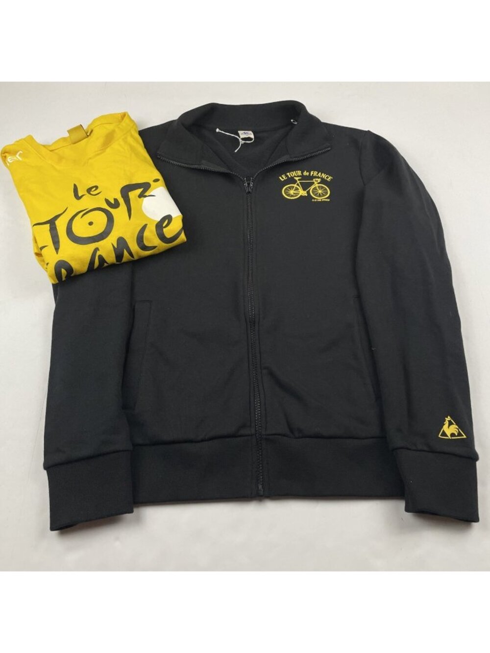 Le Coq Sportif Full Zip Sweatshirt Jacket Men’s M Le Tour De France Black w/Tee